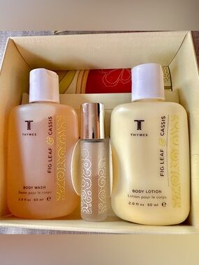 Vintage Thymes fig & cassis set - body wash lotion cologne roller foaming bath